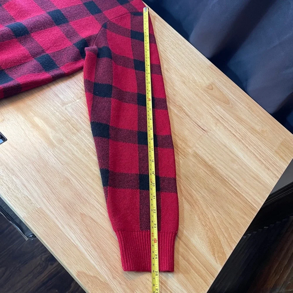 Brooks Brothers Red Black Shawl Collar Plaid Sweater Men's L‎ Italian Yarn Wool